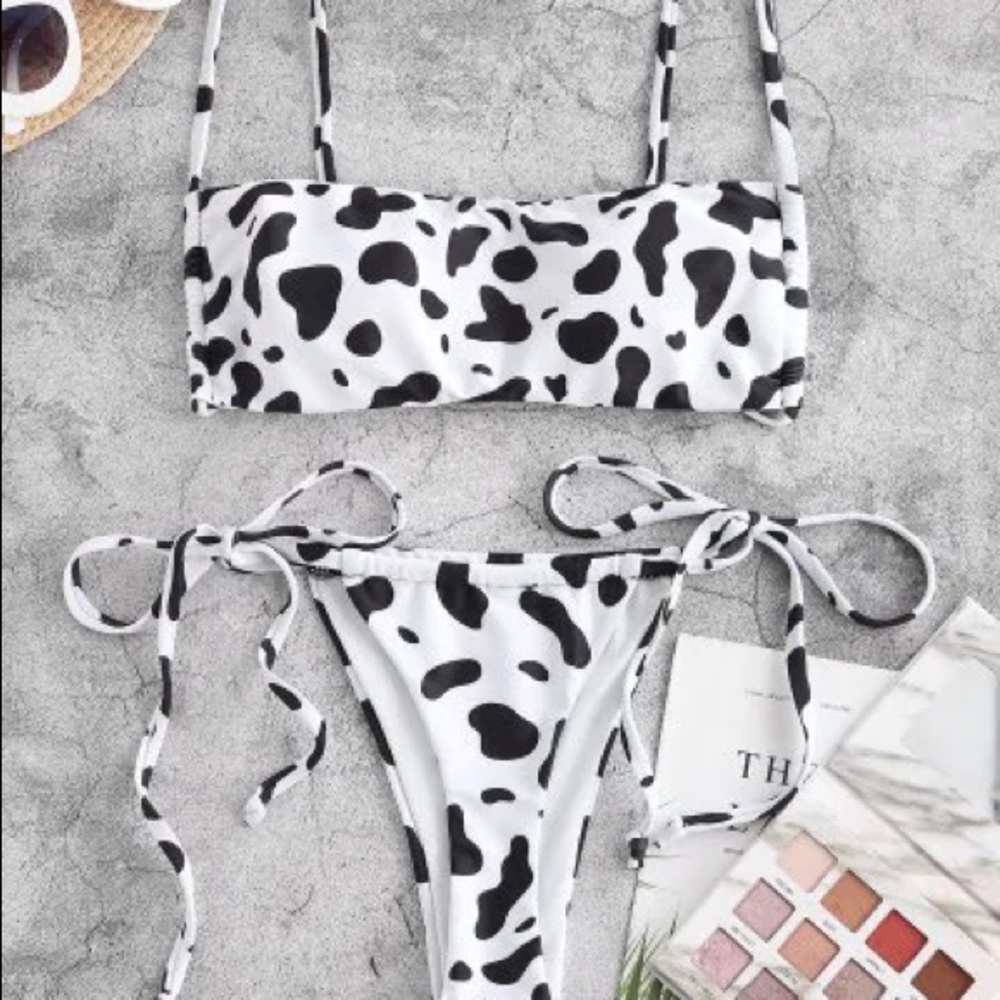ZAFUL Sexy Cow Print String Bikini Swimsuit